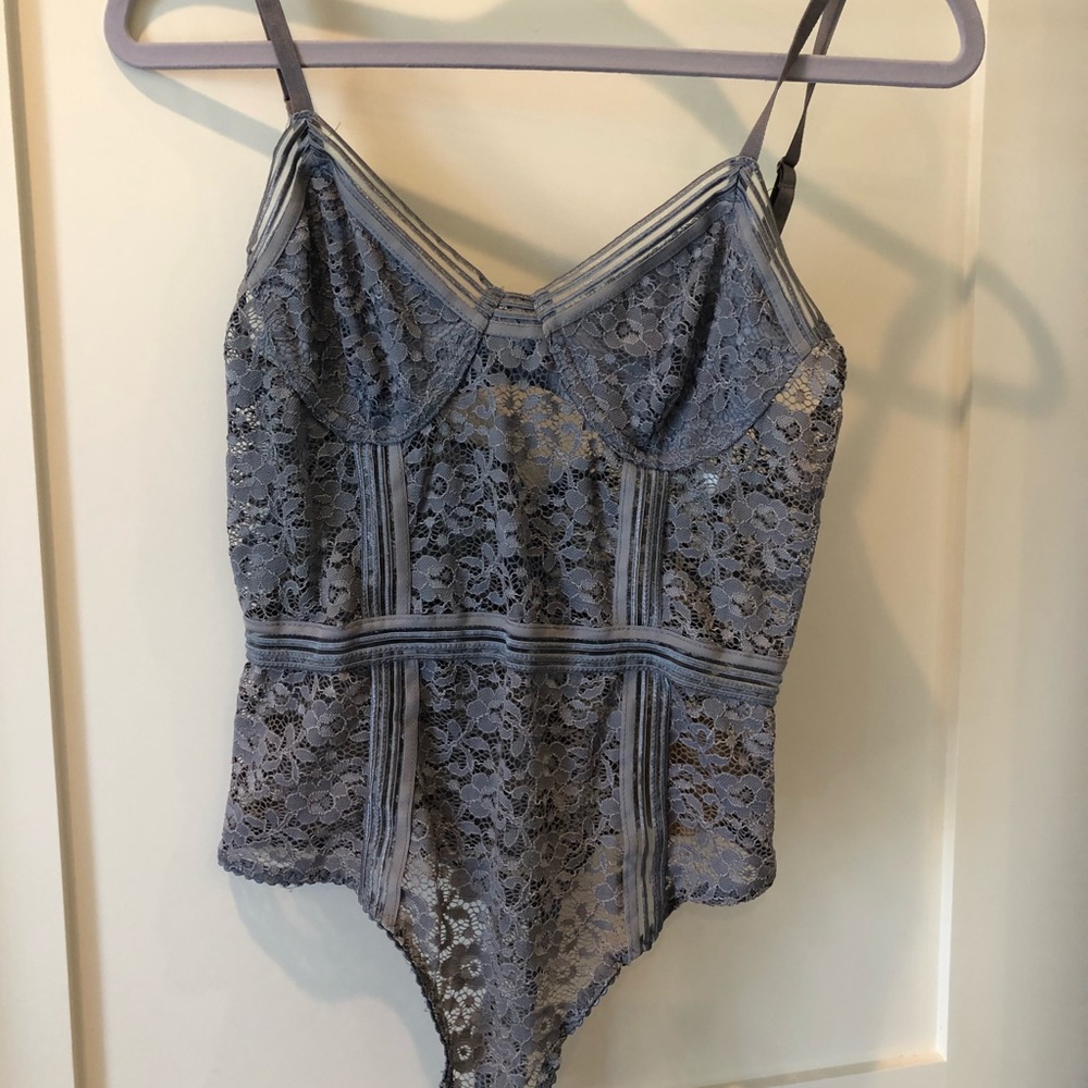 Periwinkle blue lace bodysuit
